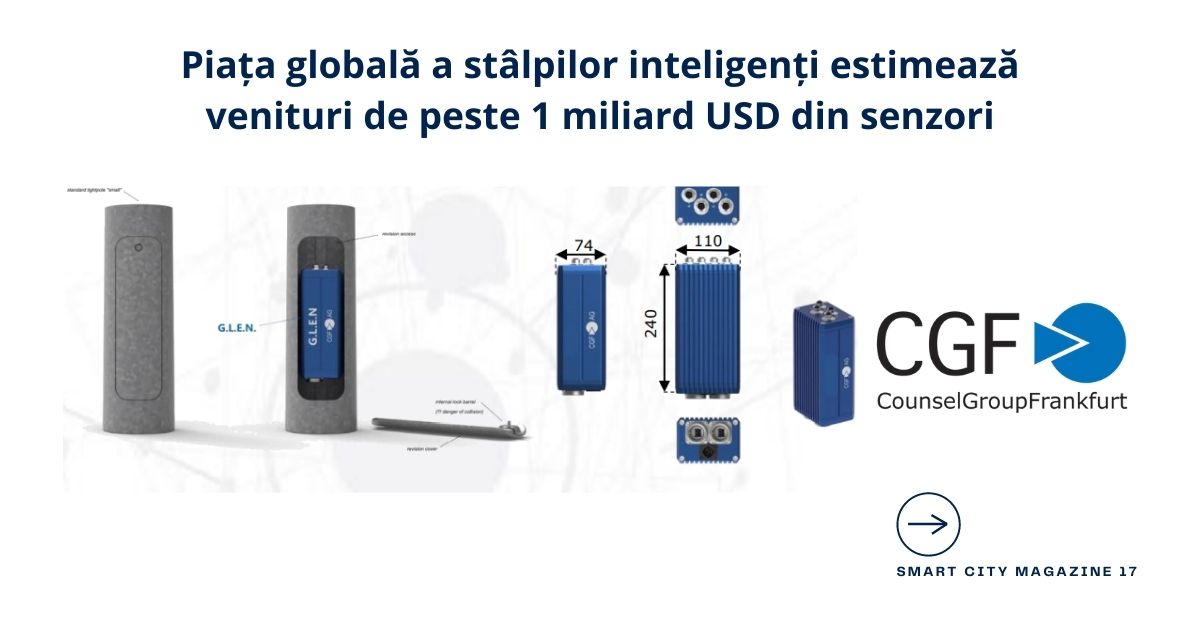 Piața globală a stâlpilor inteligenți are o creștere anuală de 13,7% și estimează venituri de peste 1 miliard USD din senzori